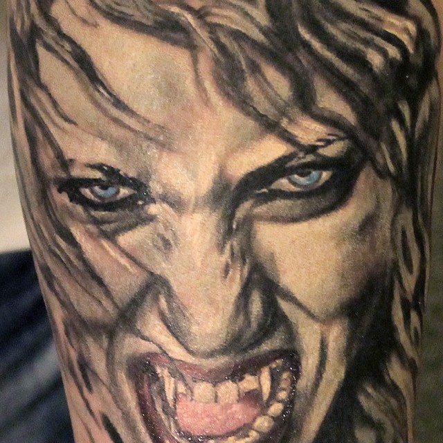 Vampire portrait tattoo